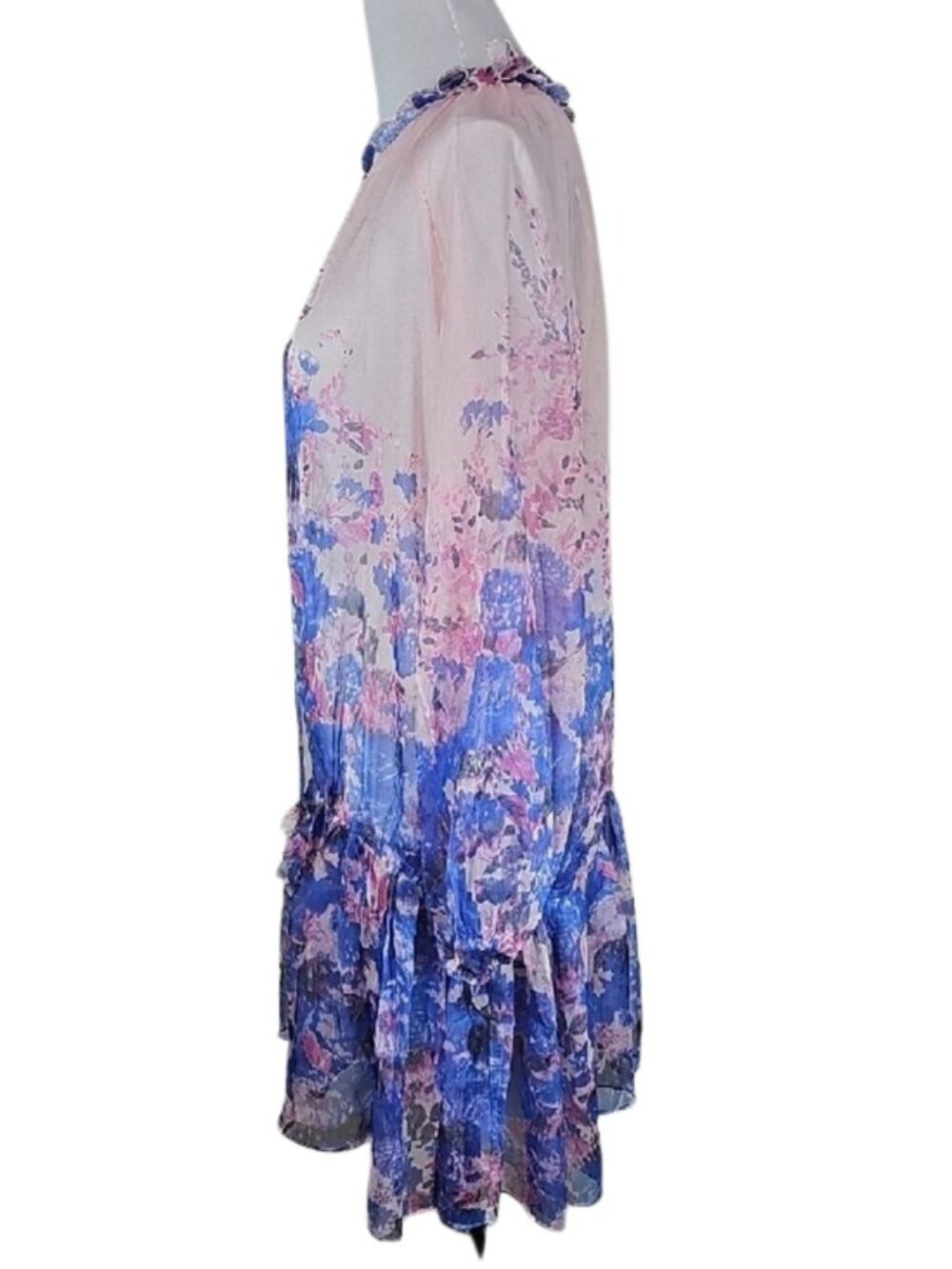 NWT Beulah Style Tuckernuck Floral Dress L Watercolor Ruffle V-Neck Cottagecore - Picture 6 of 9